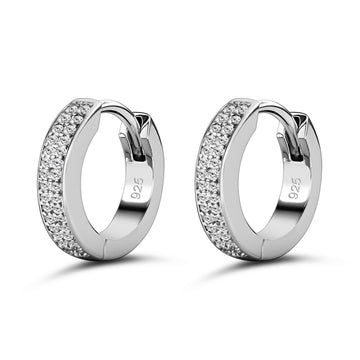 Delicate Micro Pave Zirconia Sterling Silver Huggie Hoop Earrings